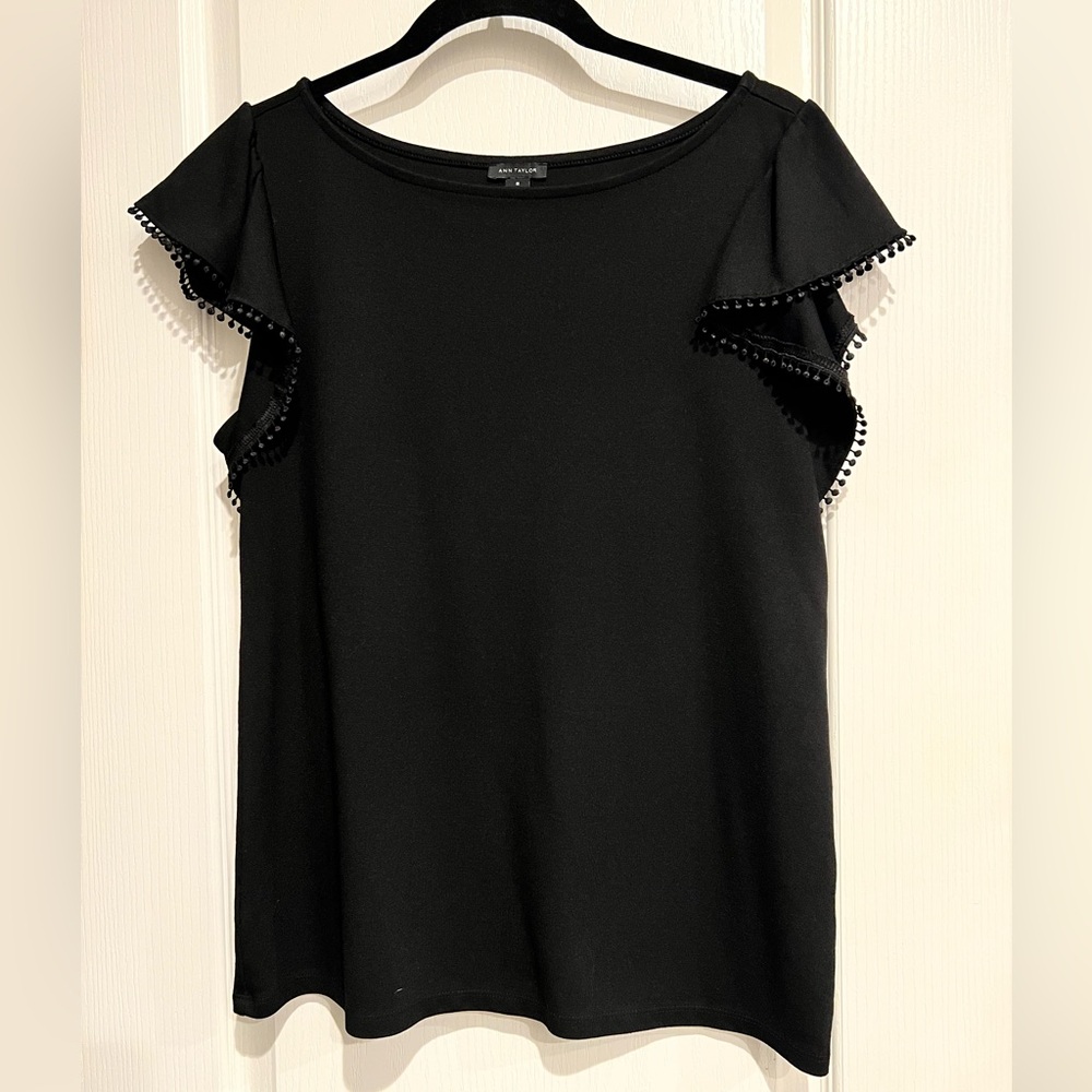 Ann Taylor Black Ruffled Blouse